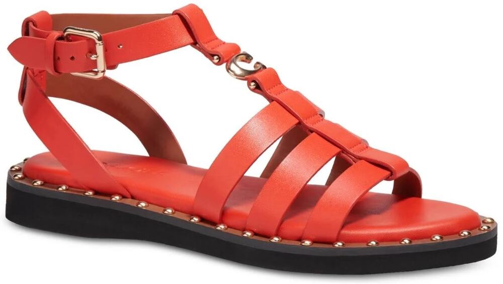 COACH Giselle Women's Strap Sandal Penny Studded RED Leather Size 5